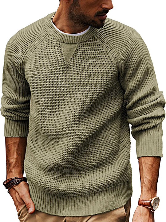 Herren lässiger Strickpullover mit strukturiertem Gewebemuster und Rundhalsausschnitt Heidi-Mode