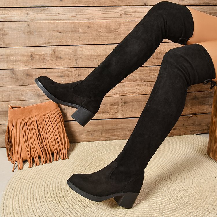 Damen Stiefel mit lässigem Raffungseffekt Heidi-Mode