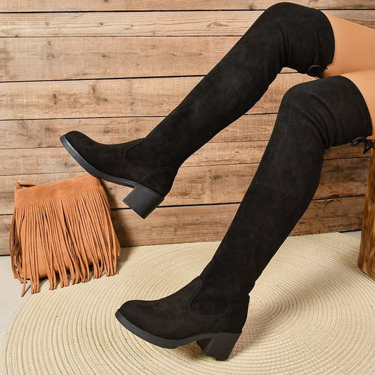 Damen Stiefel mit lässigem Raffungseffekt Heidi-Mode