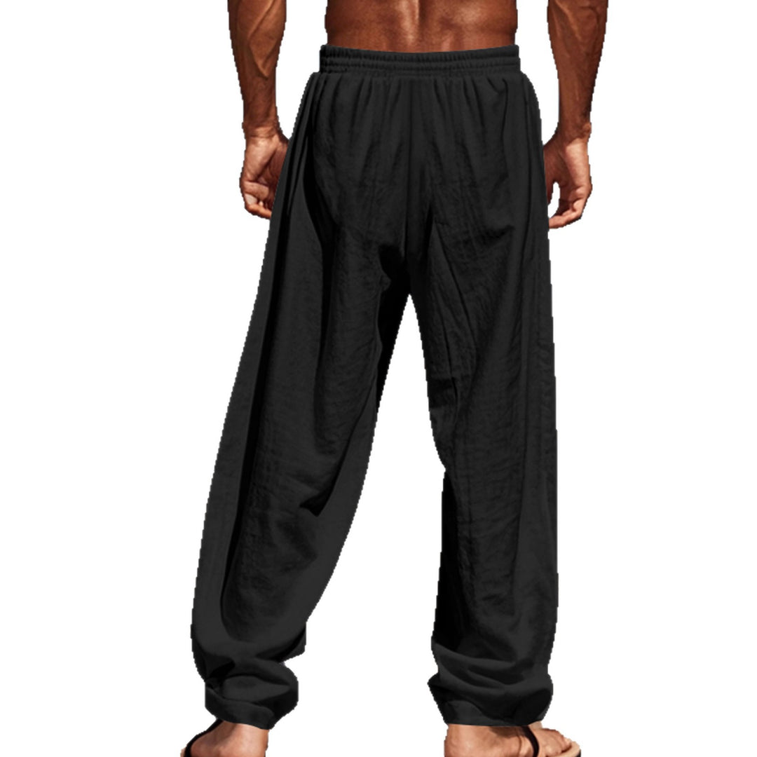 Herren Bequeme Leinenhose mit elastischem Bund und seitlichen Taschen Heidi-Mode