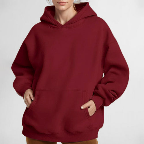 Damen Lockere Kapuzenpullover aus weichem Fleece mit Kängurutasche Heidi-Mode