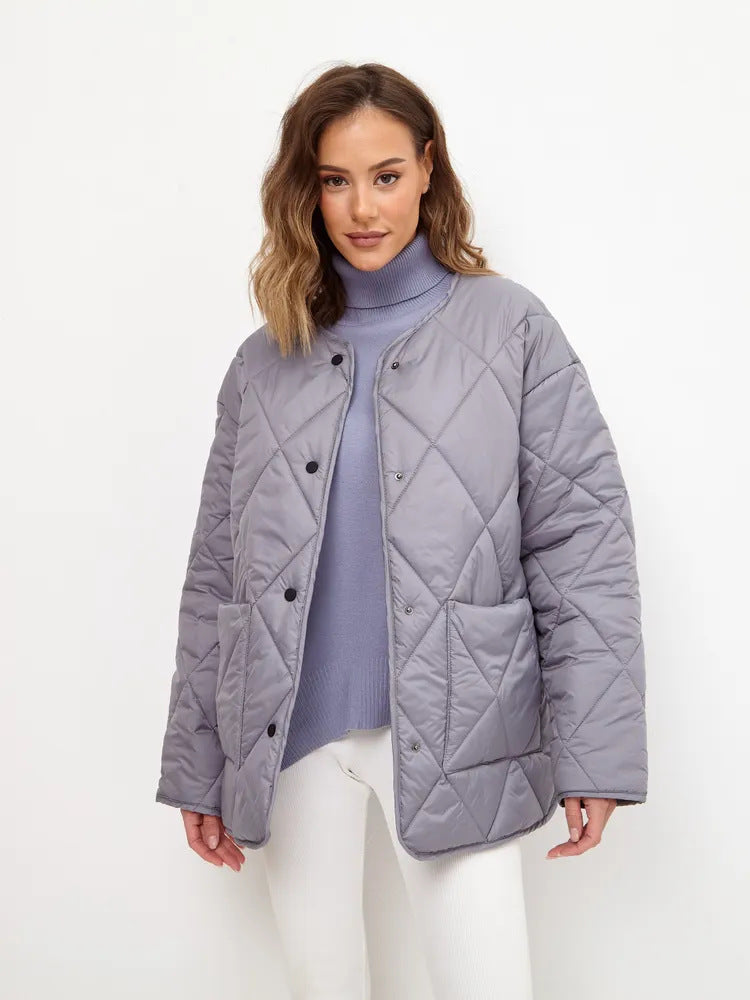 Damen gesteppte Freizeitjacke mit hoch geschlossenem Kragen und modischem Schnitt Heidi-Mode