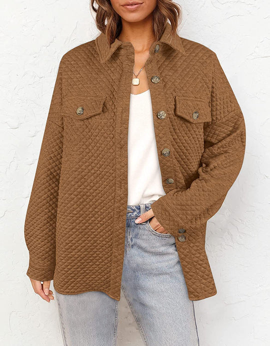Damen lässige Steppjacke mit aufgesetzten Taschen Heidi-Mode