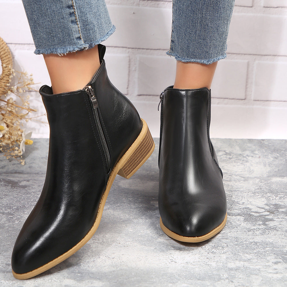 Damen ankle boots mit elegantem Reißverschluss und glattem Obermaterial Heidi-Mode