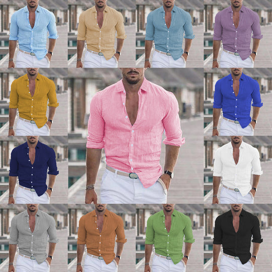 Herren Premium Leinenhemd mit modernem Slim-Fit Schnitt und hautfreundlicher Textur Heidi-Mode