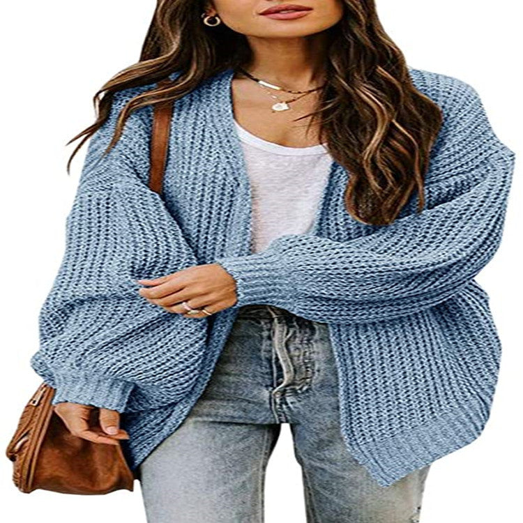 Damen Oversized Strickpullover mit Ballonärmeln und Strukturdesign Heidi-Mode