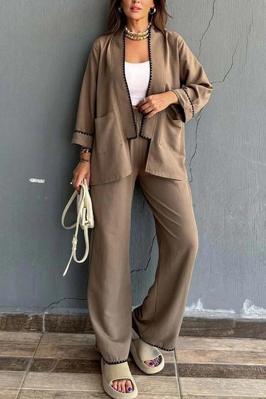 Damen Elegant geschnittene Jacke mit kontrastierendem Saum Heidi-Mode