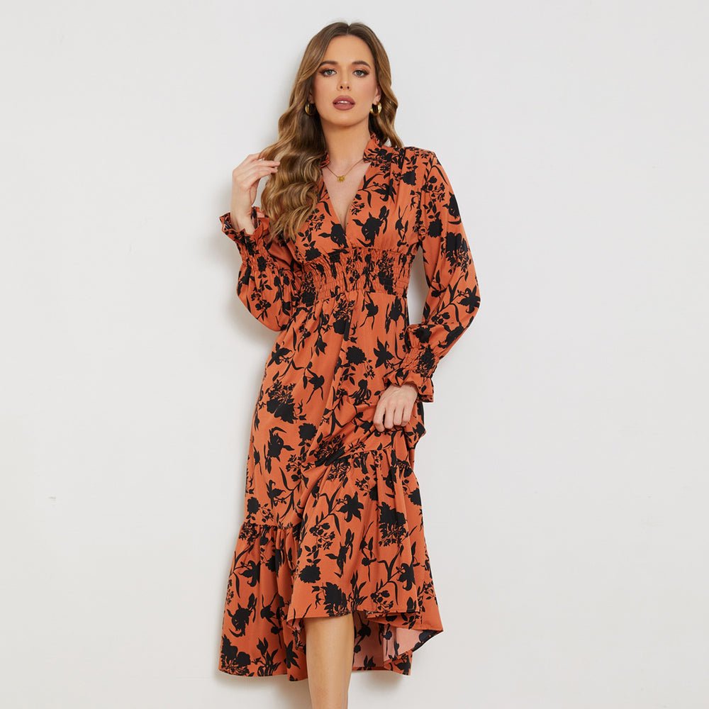 Damen Midikleid mit schmeichelhaftem Schnitt und floralem Design Heidi-Mode