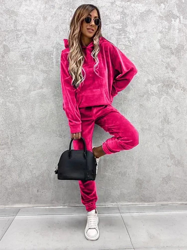 Damen kuscheliges Fleece-Set mit oversized Hoodie und bequemen Jogginghosen Heidi-Mode