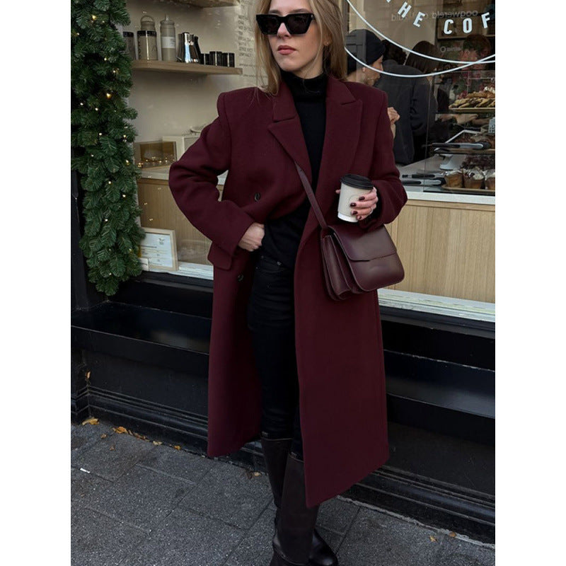 Damen eleganter langer Wollmantel Heidi-Mode