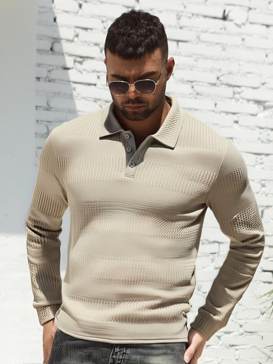 Herren Langarm Poloshirt Heidi-Mode