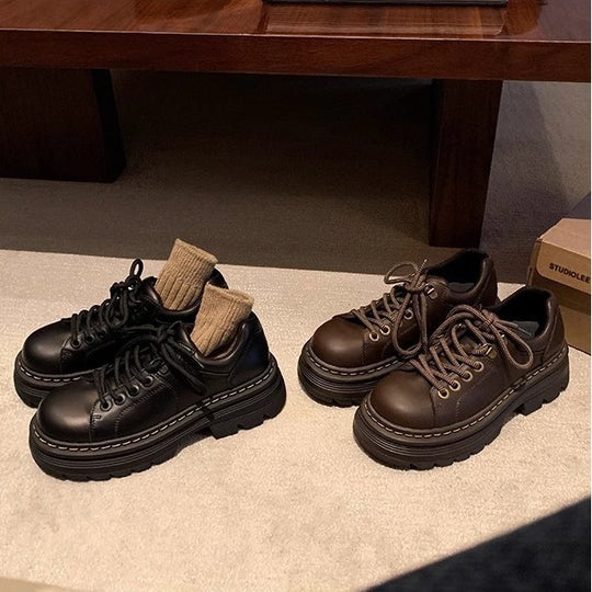 Damen Chunky Schnürschuhe mit rutschfester Profilsohle und stilvollem Design Heidi-Mode