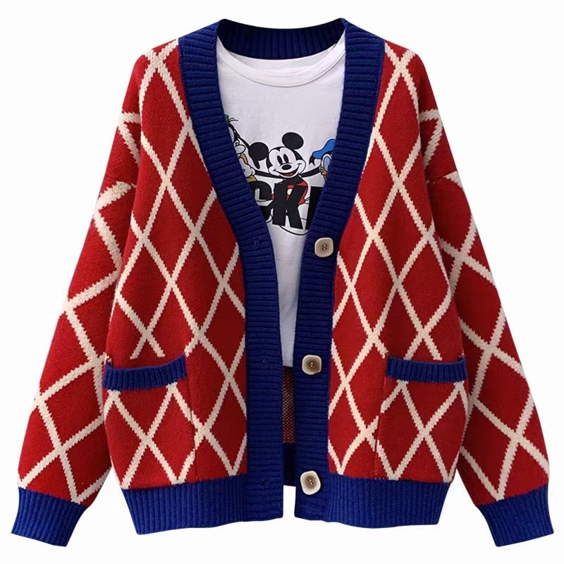 Damen Grobstrickcardigan mit Karomuster Heidi-Mode
