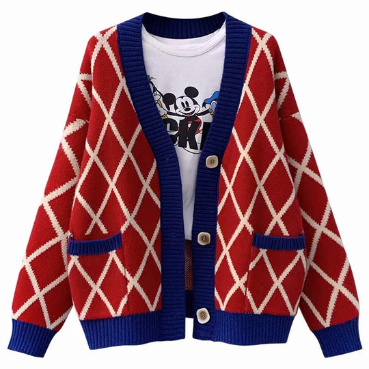 Damen Grobstrickcardigan mit Karomuster Heidi-Mode