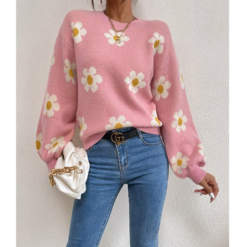 Damen trendiger Pullover mit floralen Akzenten und lässiger Passform Heidi-Mode