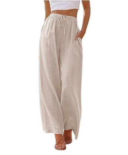 Damen Weite Palazzo-Hose mit elastischem Bund und praktischen Taschen Heidi-Mode