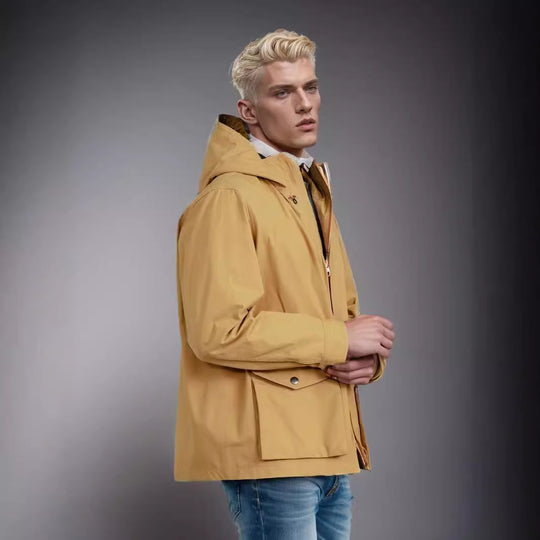 Herren wasserdichte Outdoormantel mit abnehmbarer Kapuze Heidi-Mode