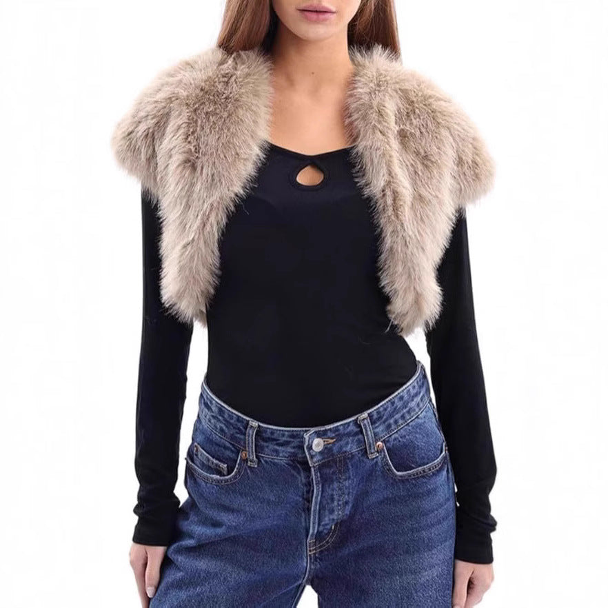 Damen Flauschige Kunstpelzweste im offenen Design Heidi-Mode