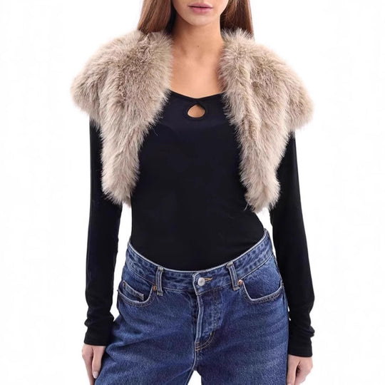 Damen Flauschige Kunstpelzweste im offenen Design Heidi-Mode