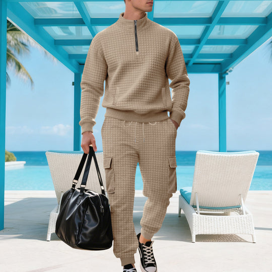 Herren Sweatshirt und Jogginghose Set mit Reißverschluss und praktischen Taschen Heidi-Mode