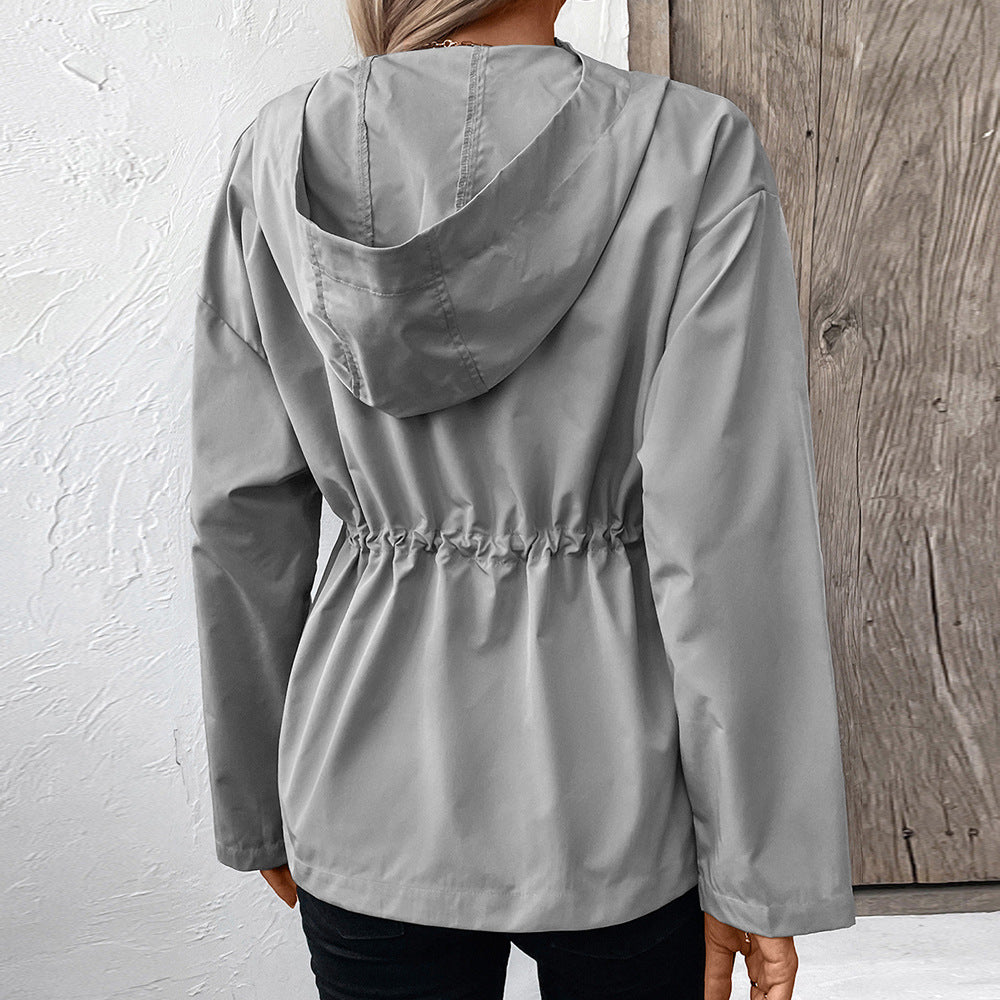 Damen leichte Kapuzenjacke mit einstellbarem Bund Heidi-Mode