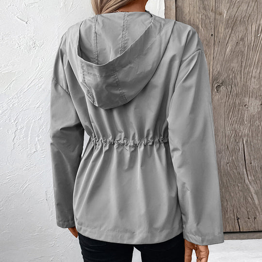 Damen leichte Kapuzenjacke mit einstellbarem Bund Heidi-Mode