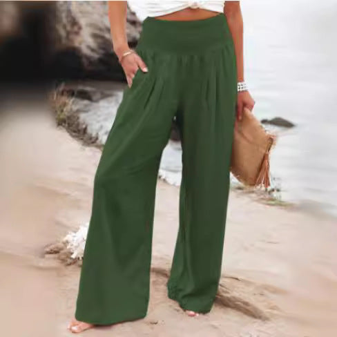Damen Weite Sommerhose mit elastischem Bund und lockerer Passform Heidi-Mode