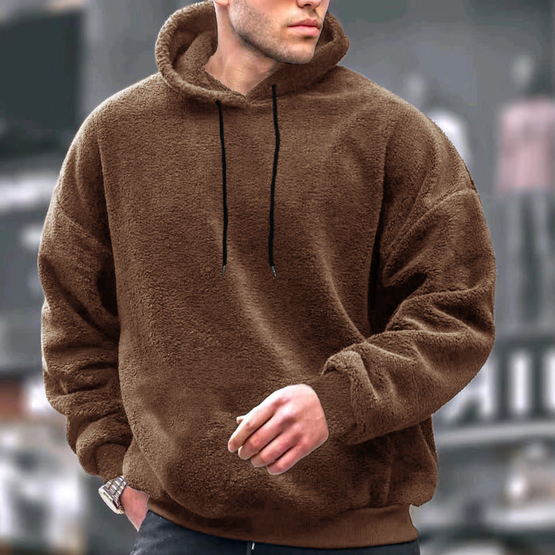 Herren Kuscheliger Fleece-Hoodie mit Kängurutasche und verstellbarer Kapuze Heidi-Mode