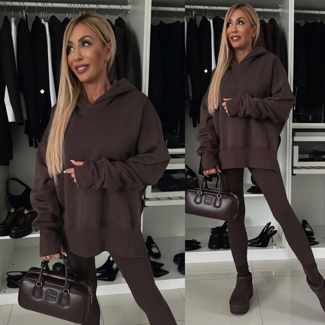 Damen modischer Kapuzenpullover mit Leopardenmuster und oversized Schnitt Heidi-Mode