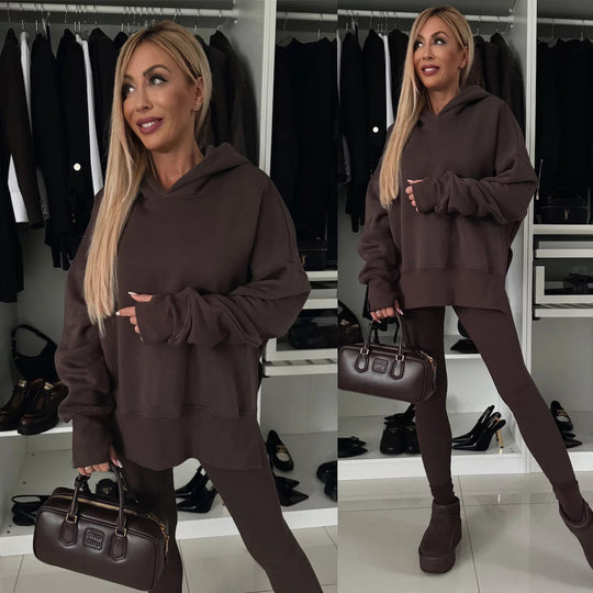 Damen modischer Kapuzenpullover mit Leopardenmuster und oversized Schnitt Heidi-Mode