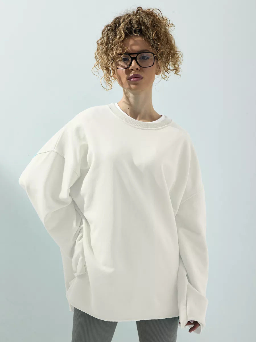 Damen Oversized Sweatshirt mit langen Ärmeln und Rundhalsausschnitt Heidi-Mode