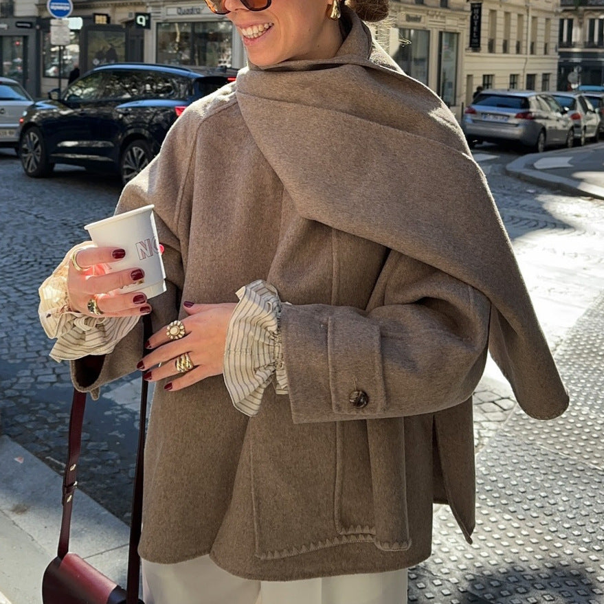 Damen modische Wolljacke mit oversized Schnitt und elegantem Revers Heidi-Mode