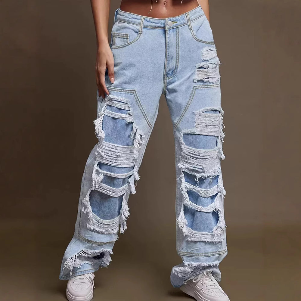 Damen Vintage Destroyed Jeans im lässigen Schnitt Heidi-Mode