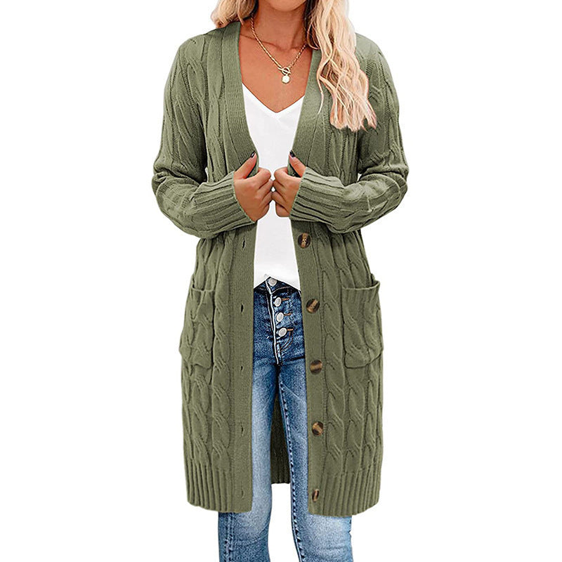 Damen Grobstrick-Cardigan mit dekorativen Knöpfen und praktischen Taschen Heidi-Mode