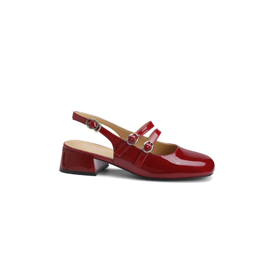 Frauen Chunky Heel Slingback Pumps mit dekorativen Riemenakzenten Heidi-Mode