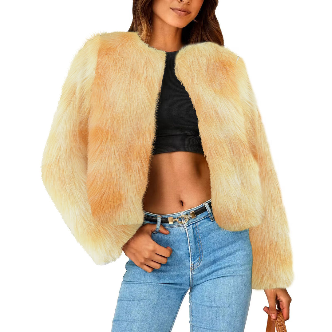 Damen Luxus Kunstpelz Jacke mit eleganten Details Heidi-Mode