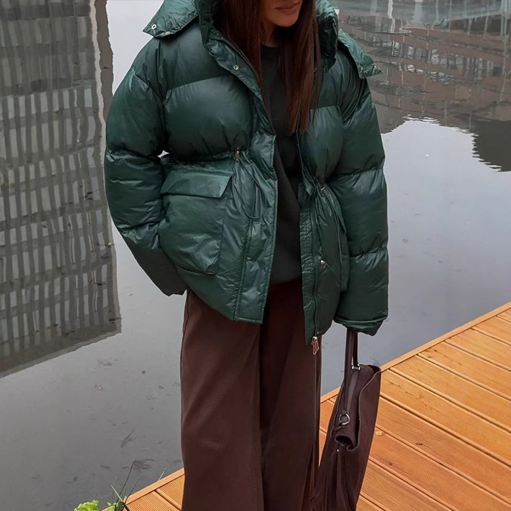 Damen oversized Steppjacke mit hohem Kragen und Taschen Heidi-Mode