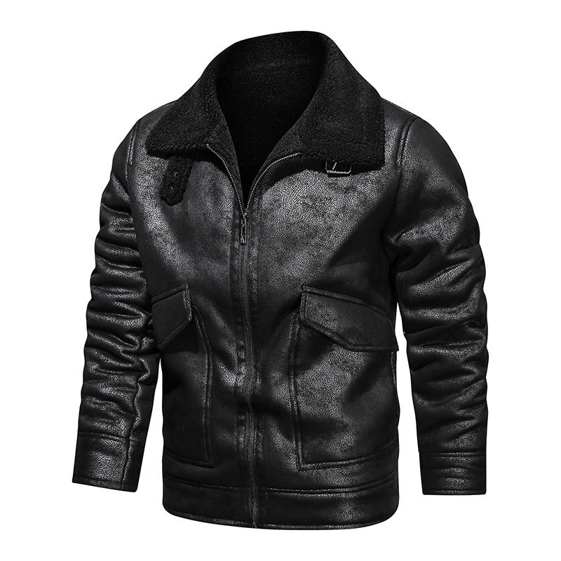 Herren Lederjacke mit warmem Fleeceinnenfutter und praktischen Taschen Heidi-Mode