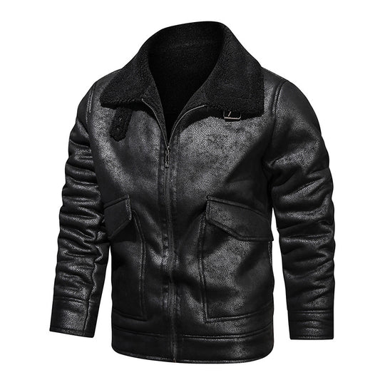 Herren Lederjacke mit warmem Fleeceinnenfutter und praktischen Taschen Heidi-Mode