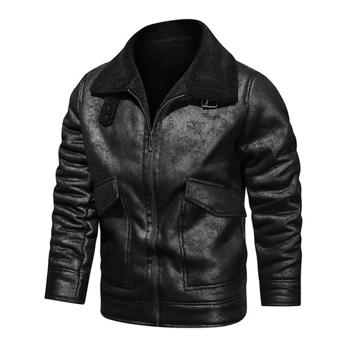 Herren Lederjacke mit warmem Fleeceinnenfutter und praktischen Taschen Heidi-Mode