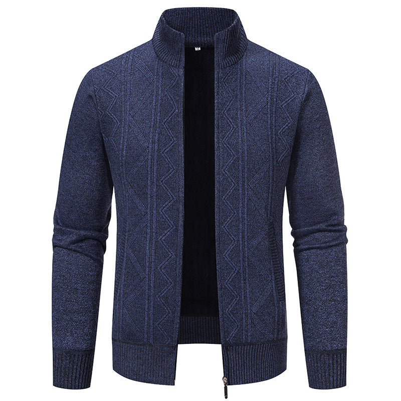 Herren Strickjacke mit hohem Kragen und Zipper Heidi-Mode