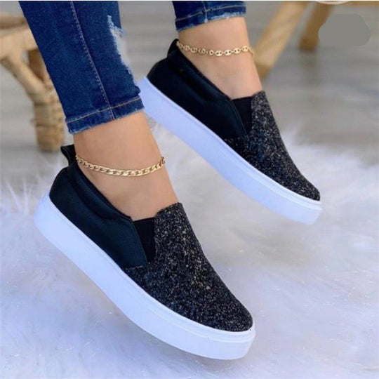 Damen Glitzer Slip-On Sneakers mit modischem Design und bequemem Fußbett Heidi-Mode