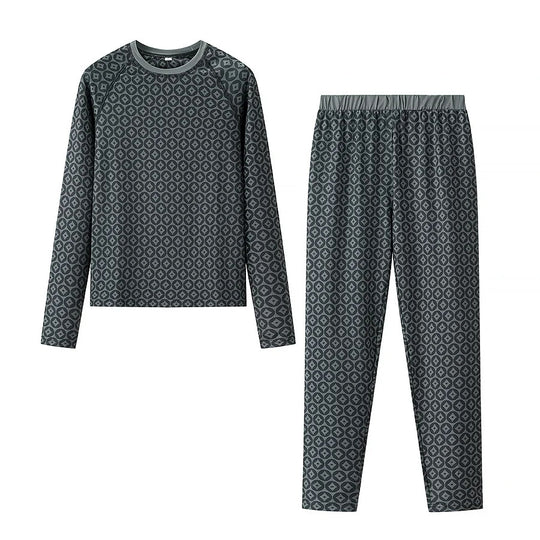 Damen Pyjama-Set aus weichem Jersey mit modernem Muster Heidi-Mode