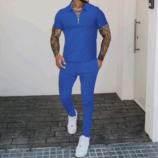 Herren Freizeit-Set mit modernem Kurzarm-Polo und eleganten Jogginghosen Heidi-Mode