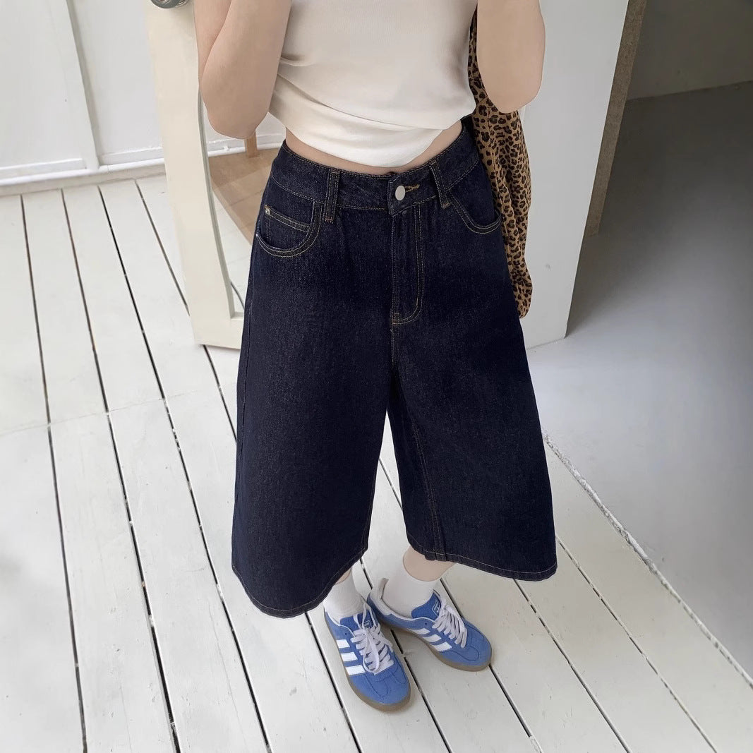 Damen Weite Denim-Culotte mit modischem Schnitt Heidi-Mode