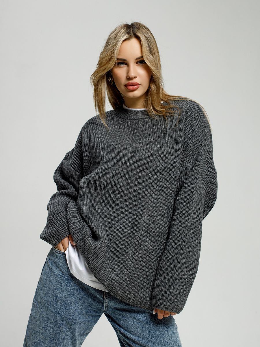 Damen lässiger Oversized Pullover mit strukturiertem Strickmuster Heidi-Mode