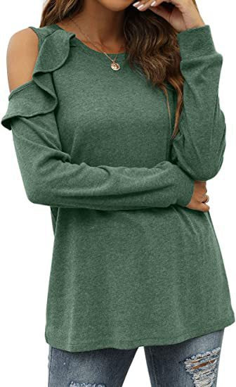 Damen Oberteil mit Schößchen und Cold-Shoulder-Design Heidi-Mode