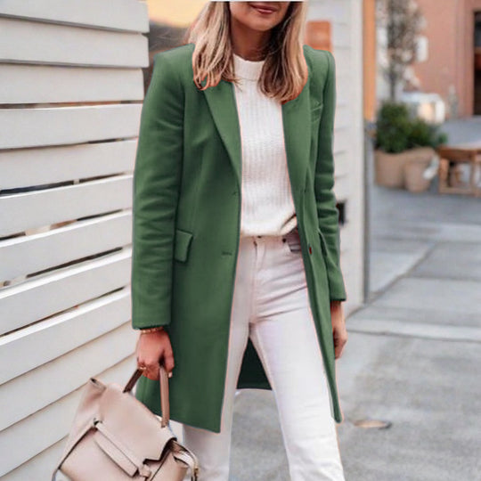 Damen eleganter und bequemer Wollmantel Heidi-Mode