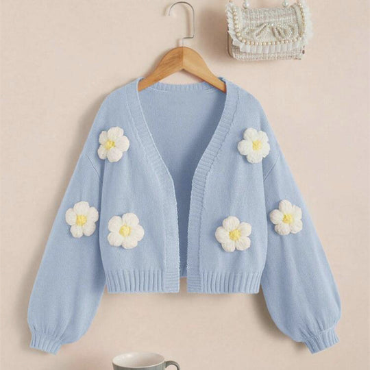 Damen Kurzjacke mit verspielten Blumenapplikationen Heidi-Mode