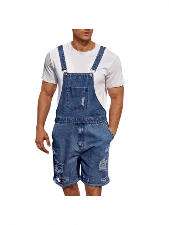 Herren Lässige Denim-Latzhose im distressed Look Heidi-Mode